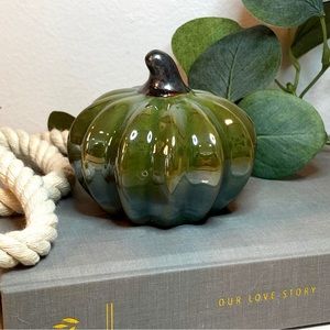 Pumpkin Fall Decor - Green Ceramic Pumpkin 🎃